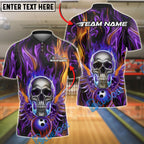 BlueJose Bowling And Pins Fiery Skull Flame Wings Customized Name, Team Name 3D Shirt (4 Colors)