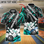BlueJose Bowling And Pins Grunge Paint Customized Name, Team Name 3D Shirt (4 Colors)