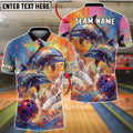 BlueJose Bowling And Pins Abstract Water Dolphin Motion Customized Name, Team Name 3D Shirt