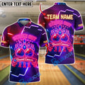 BlueJose Bowling Strike Out Breast Cancer Neon Style Personalized Name, Team Name 3D Shirt