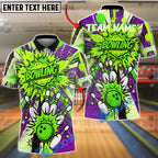 BlueJose Bowling And Pins Comic Explosion Customized Name, Team Name 3D Shirt (4 Colors)