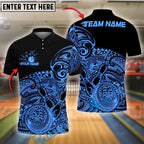 BlueJose Bowling And Pins Tribal Strike Customized Name, Team Name 3D Shirt (4 Colors)