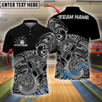 BlueJose Bowling And Pins Tribal Strike Customized Name, Team Name 3D Shirt (4 Colors)