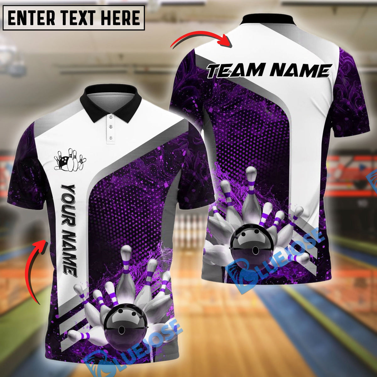 BlueJose Bowling And Pins Explosion Flame Lightning Customized Name, Team Name 3D Shirt (4 Colors)