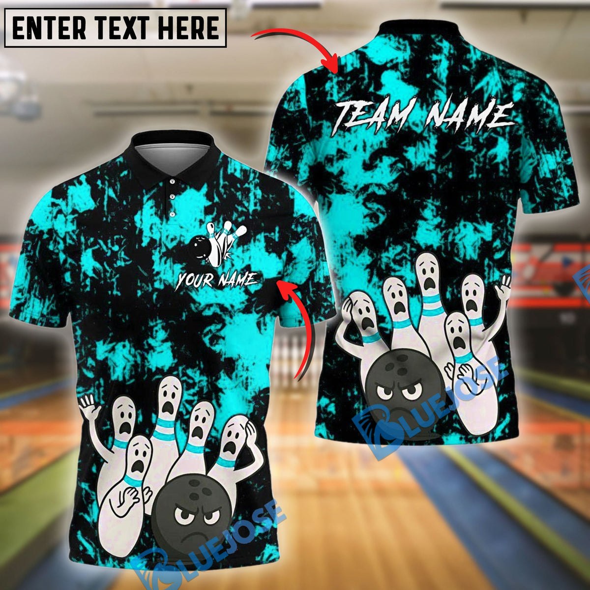 BlueJose Bowling And Pins Scared Pins Chaos Customized Name, Team Name 3D Shirt (4 Colors)