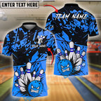BlueJose Bowling And Pins Rage Strike Customized Name, Team Name 3D Shirt (4 Colors)
