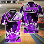 BlueJose Bowling And Pins Space Galaxy Explosion Customized Name, Team Name 3D Shirt (4 Colors)