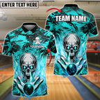 BlueJose Bowling And Pins Flaming Skull Fireball Rage Customized Name, Team Name 3D Shirt (4 Colors)