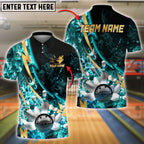 BlueJose Bowling And Pins Lightning Strike Fire Customized Name, Team Name 3D Shirt (4 Colors)