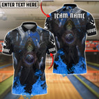 BlueJose Bowling And Pins Magic Flame Wizard Customized Name, Team Name 3D Shirt (4 Colors)