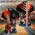 BlueJose Bowling And Pins Premium Gold Customized Name 3D Shirt (6 Colors)