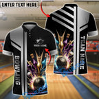 BlueJose Bowling And Pins Premium Gold Customized Name 3D Shirt (6 Colors)