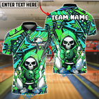 BlueJose Bowling And Pins Neon Skull Hoodie Graffiti Style Customized Name, Team Name 3D Shirt (4 Colors)