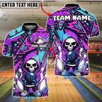BlueJose Bowling And Pins Neon Skull Hoodie Graffiti Style Customized Name, Team Name 3D Shirt (4 Colors)