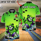 BlueJose Bowling And Pins  Neon Graffiti Panda Halloween Glow Spooky Customized Name, Team Name 3D Shirt (4 Colors)