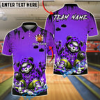BlueJose Bowling And Pins  Neon Graffiti Panda Halloween Glow Spooky Customized Name, Team Name 3D Shirt (4 Colors)