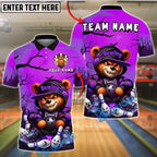 BlueJose Bowling And Pins Halloween Bear Pumpkin Ball Spooky Glow Haunted Customized Name, Team Name 3D Shirt (4 Colors)