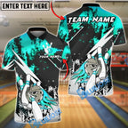 BlueJose Bowling And Pins Fire Silver Black Flame Strikes Style Customized Name, Team Name 3D Shirt (4 Colors)