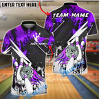 BlueJose Bowling And Pins Fire Silver Black Flame Strikes Style Customized Name, Team Name 3D Shirt (4 Colors)