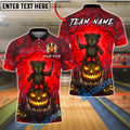 BlueJose Bowling And Pins Scary Teddy Bear Knife Pumpkin Ball Creepy Forest Halloween Customized Name, Team Name 3D Shirt (4 Colors)