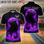 BlueJose Bowling And Pins Fire Wolf Moon Customized Name, Team Name 3D Shirt (4 Colors)