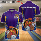 BlueJose Bowling And Pins Turkey Fun Style Customized Name, Team Name 3D Shirt (4 Colors)