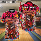 BlueJose Bowling And Pins Cartoon Wolf vs Angry Pins Customized Name, Team Name 3D Shirt (4 Colors)
