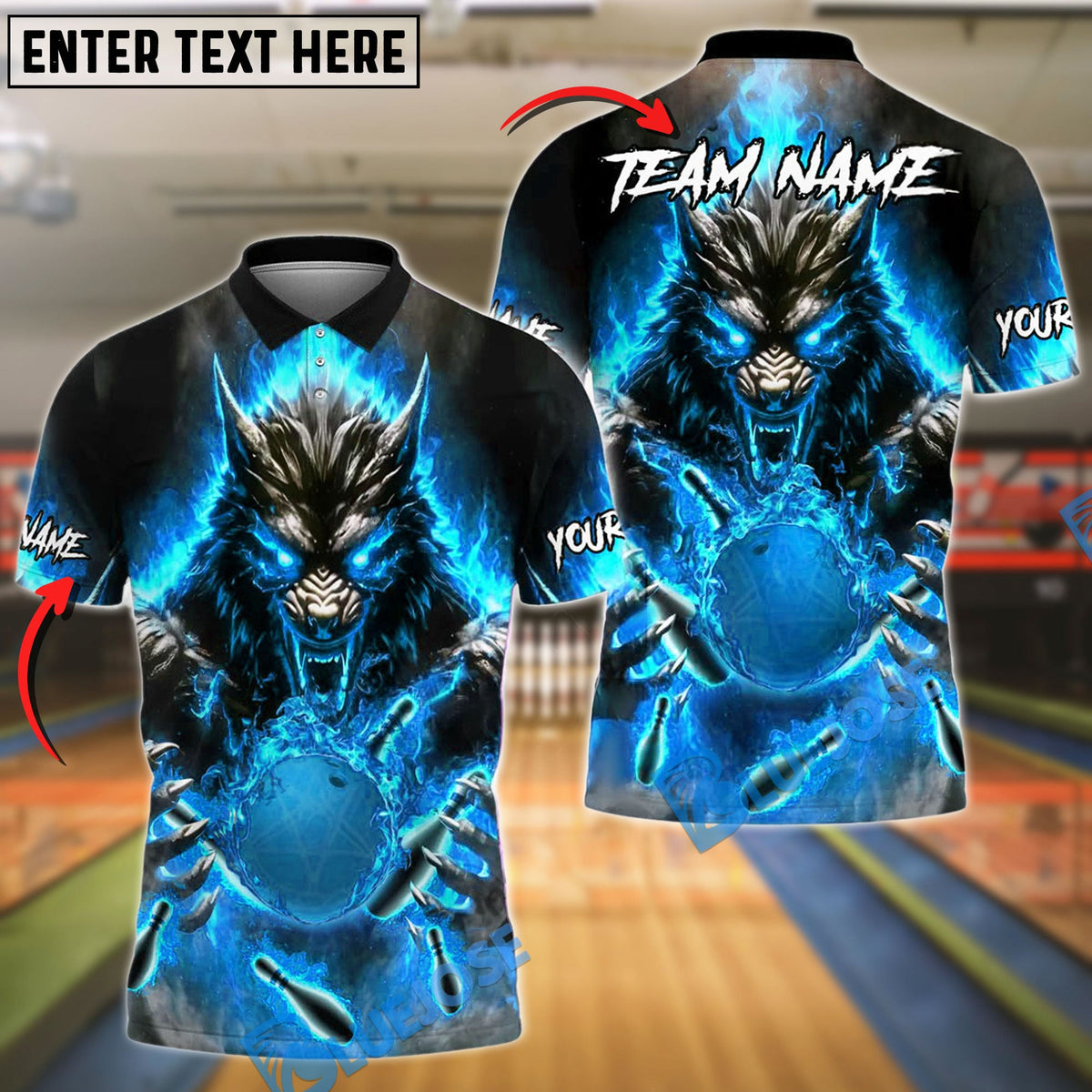 BlueJose Bowling And Pins Fire Beast Power Customized Name, Team Name 3D Shirt (4 Colors)