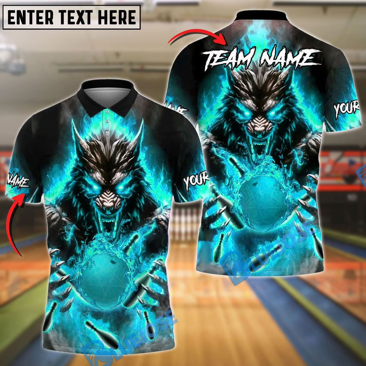 BlueJose Bowling And Pins Fire Beast Power Customized Name, Team Name 3D Shirt (4 Colors)