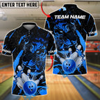 BlueJose Bowling And Pins Tiger Golden Ball Striking Pins Customized Name, Team Name 3D Shirt (4 Colors)