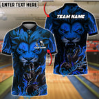 BlueJose Bowling And Pins Lion Flame Fury Customized Name, Team Name 3D Shirt (4 Colors)