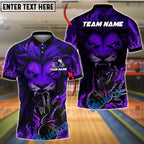 BlueJose Bowling And Pins Lion Flame Fury Customized Name, Team Name 3D Shirt (4 Colors)