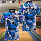 BlueJose Bowling And Pins Graffiti Funny Cool Style with Sunglasses Ball Customized Name, Team Name 3D Shirt (4 Colors)