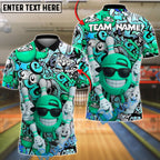 BlueJose Bowling And Pins Graffiti Funny Cool Style with Sunglasses Ball Customized Name, Team Name 3D Shirt (4 Colors)
