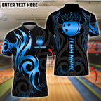 BlueJose Bowling And Pins Golden Ball Crown Tribal Pattern Customized Name 3D Shirt (6 Colors)