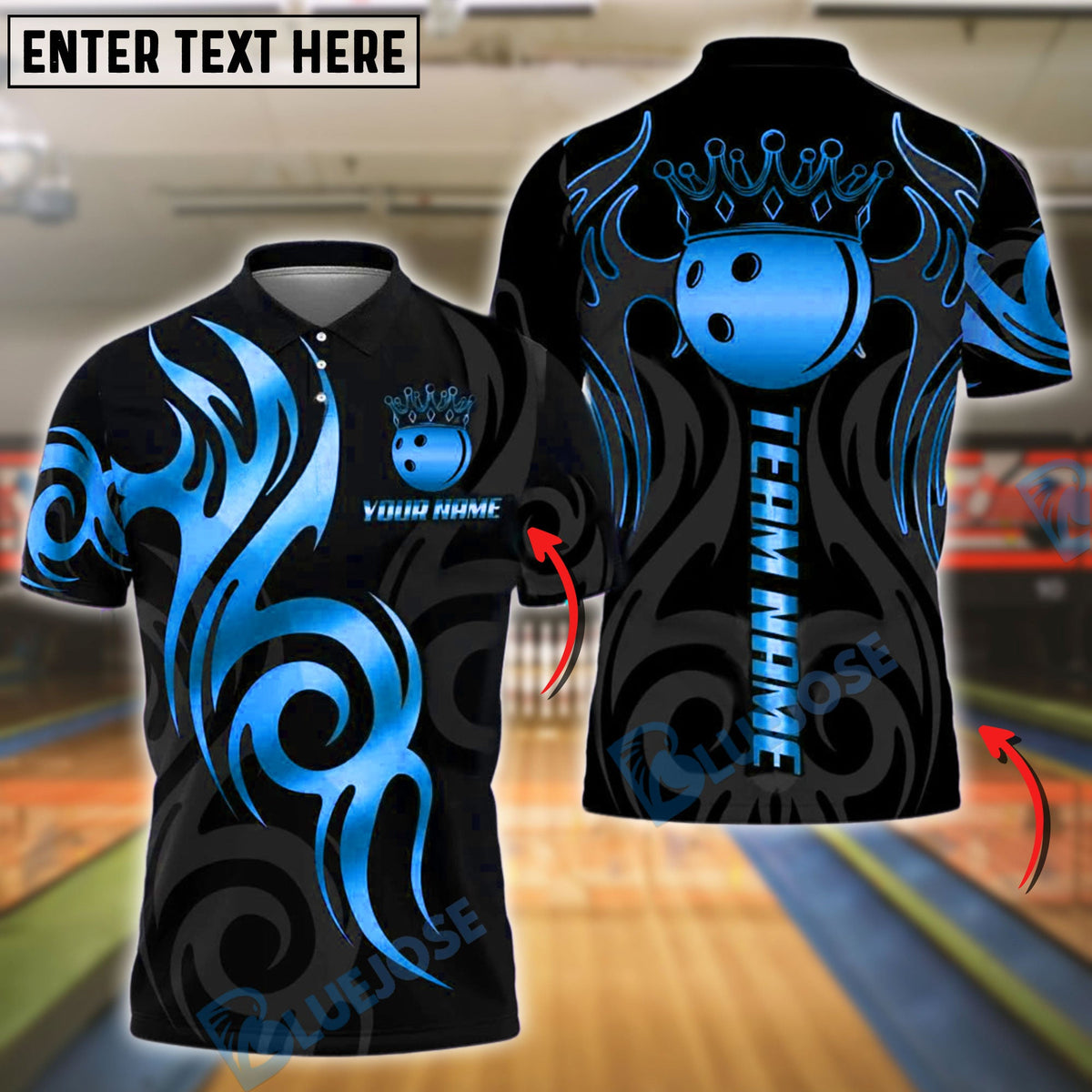 BlueJose Bowling And Pins Golden Ball Crown Tribal Pattern Customized Name 3D Shirt (6 Colors)