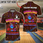 BlueJose Bowling Neon Cat Anger Management Edition Customized Name, Team Name 3D Shirt (4 Colors)