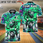 BlueJose Bowling And Pins Cool Graffiti Ball Character Customized Name, Team Name 3D Shirt (4 Colors)