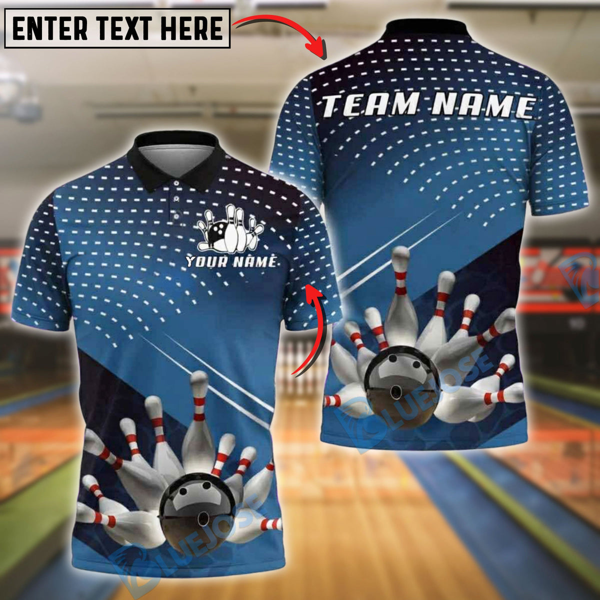 BlueJose Bowling And Pins Strike Explosion Customized Name, Team Name 3D Shirt (4 Colors)