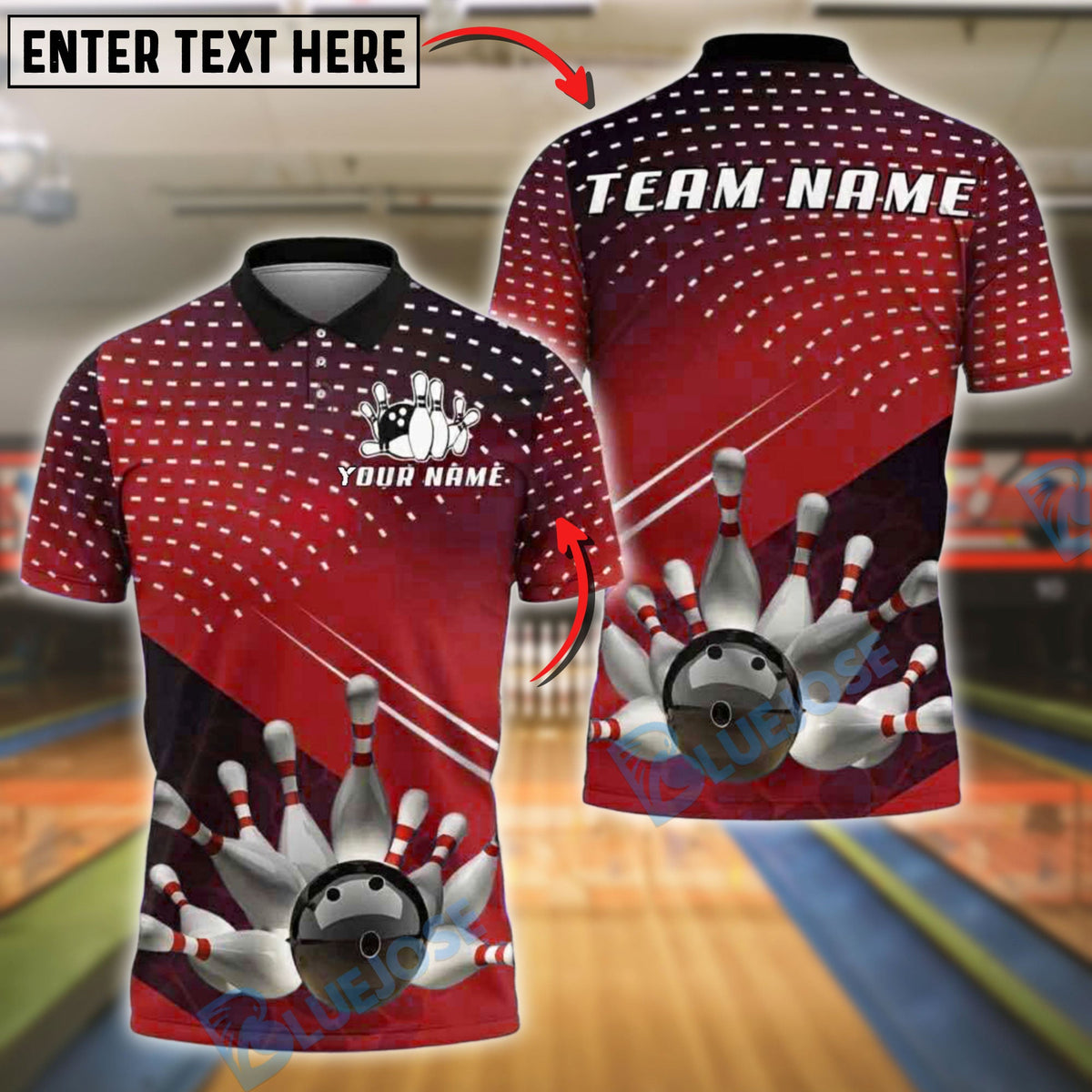 BlueJose Bowling And Pins Strike Explosion Customized Name, Team Name 3D Shirt (4 Colors)