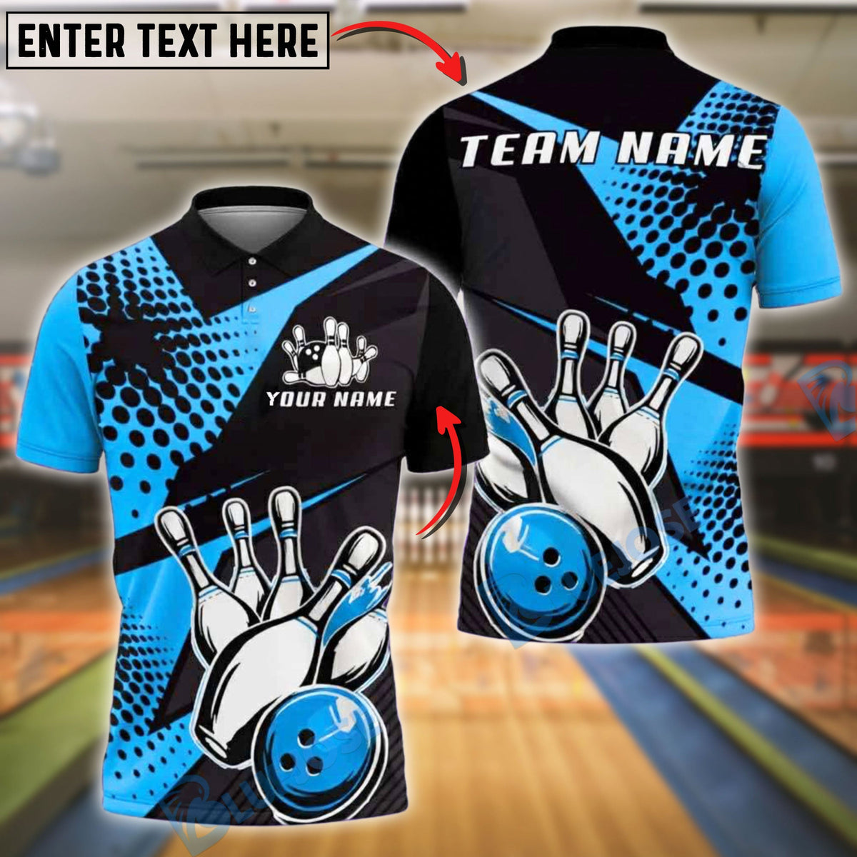 BlueJose Bowling And Pins Striking Pins Customized Name, Team Name 3D Shirt (4 Colors)