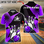 BlueJose Bowling And Pins Striking Pins Customized Name, Team Name 3D Shirt (4 Colors)