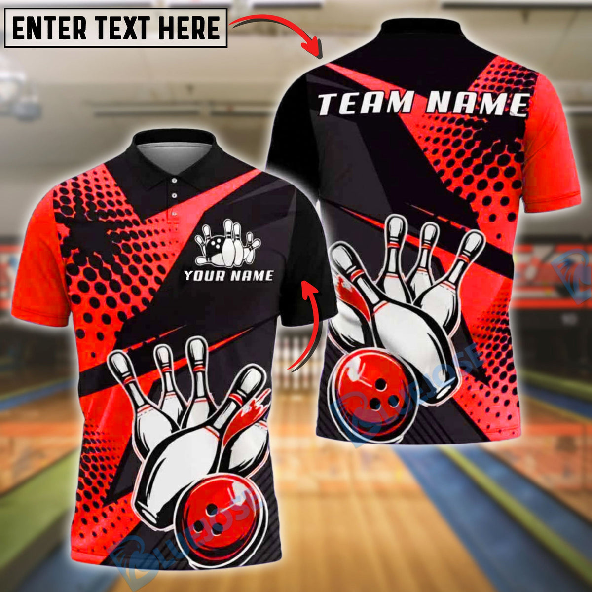 BlueJose Bowling And Pins Striking Pins Customized Name, Team Name 3D Shirt (4 Colors)