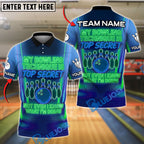 BlueJose Neon Bowling Quote Shirt ‚Äì "Top Secret" Customized Name, Team Name 3D Shirt (4 Colors)