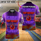BlueJose Neon Bowling Quote Shirt ‚Äì "Top Secret" Customized Name, Team Name 3D Shirt (4 Colors)