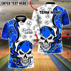 BlueJose Bowling And Pins Skull Fire Fun Customized Name, Team Name 3D Shirt (4 Colors)