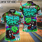 BlueJose Bowling And Pins Kart Graffiti Cartoon Street Style Customized Name, Team Name 3D Shirt (4 Colors)