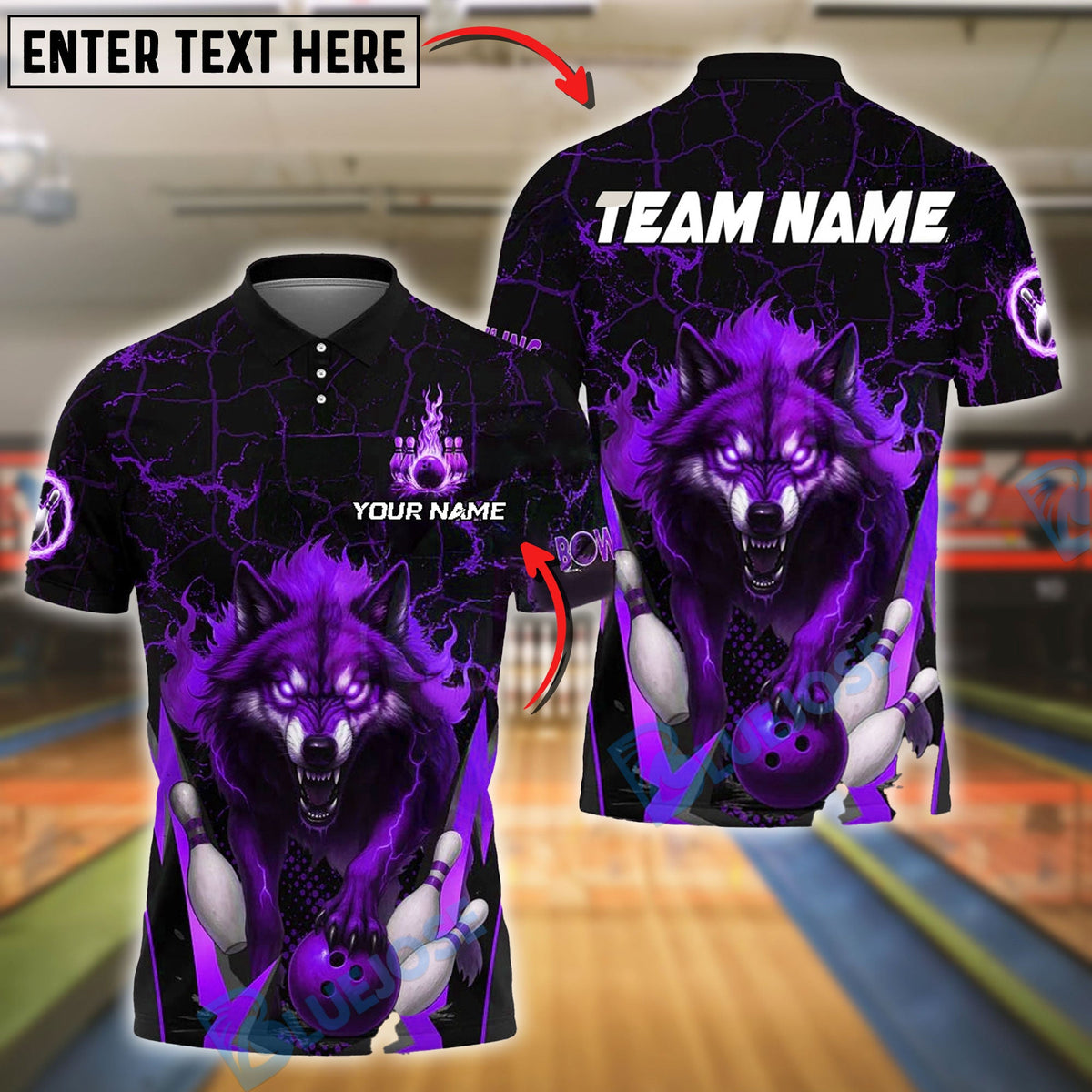 BlueJose Bowling And Pins Wolf Flame Customized Name, Team Name 3D Shirt (4 Colors)