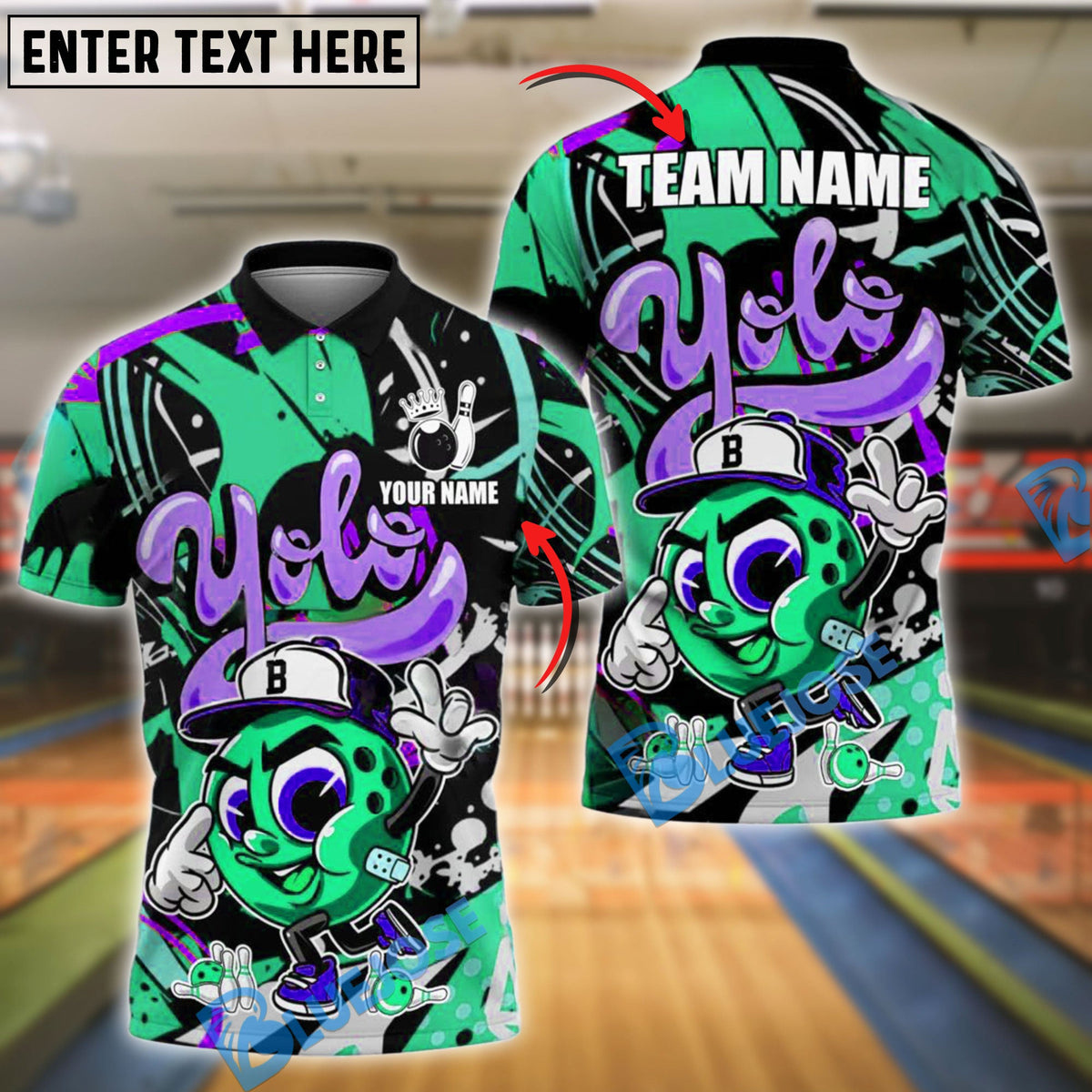 BlueJose Bowling Yolo Hip-Hop Street Style Customized Name, Team Name 3D Shirt (4 Colors)