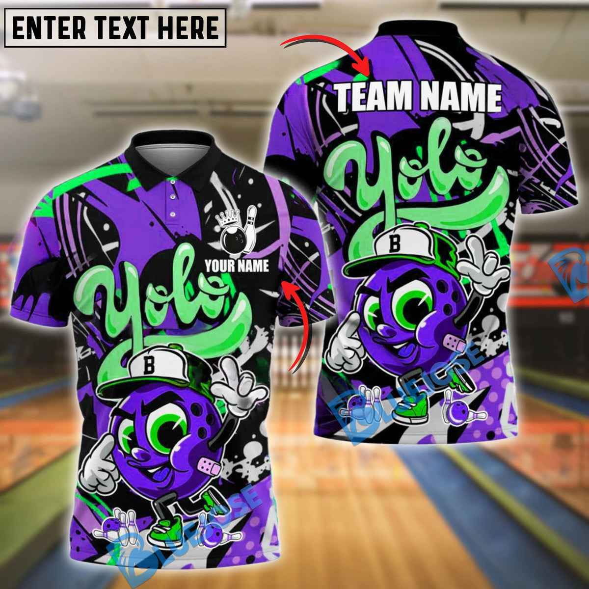 BlueJose Bowling Yolo Hip-Hop Street Style Customized Name, Team Name 3D Shirt (4 Colors)